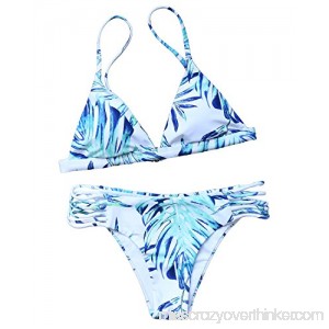 MOSHENGQI Printing Sexy Cheeky Bikini Set 2 Pieces Swimsuit Bathing Suit Women Blue B073B1GHZF